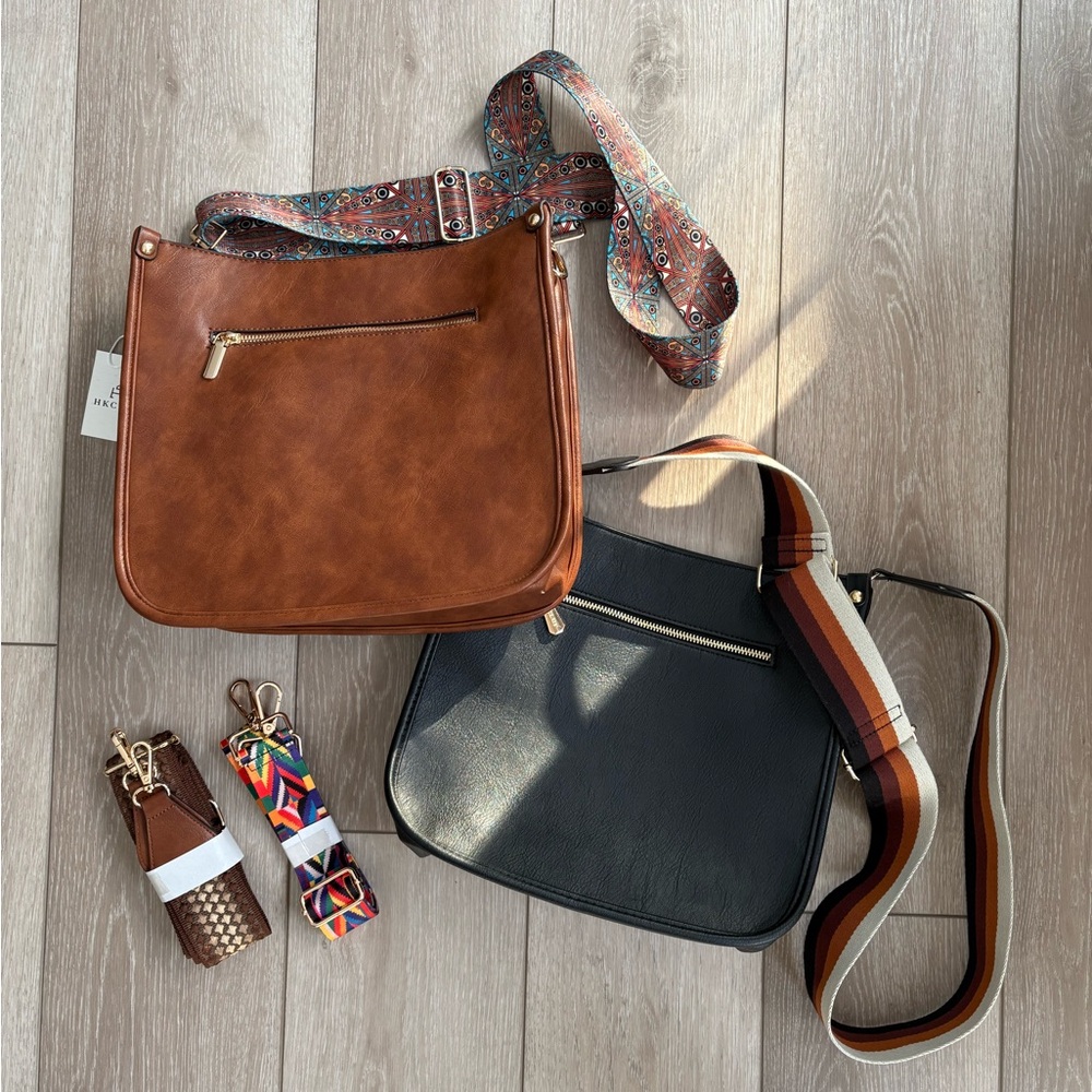 HKCLUF Brown and Black Crossbody Bags
